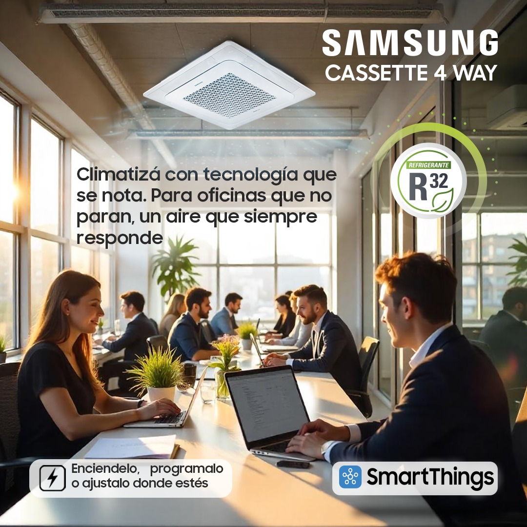 Equipo Split inverter Samsung instalado en sala de reuniones moderna